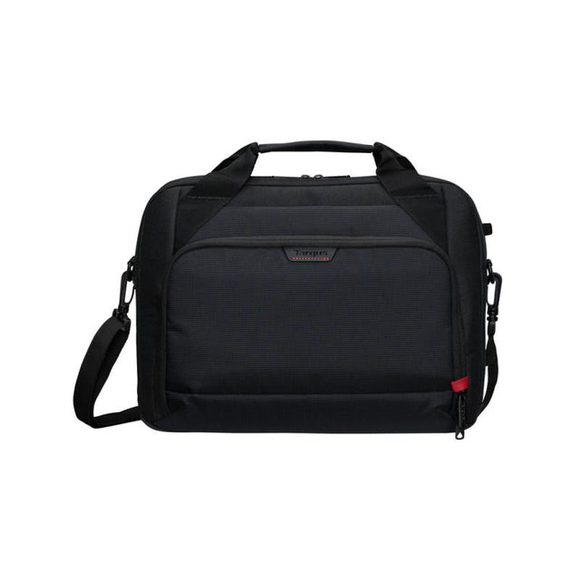 Geanta laptop Targus Classic EcoSmart® Briefcase, pentru laptopuri de 13-14”, dimensiuni: 10.23" x 2.55" x 10.82", dimensiuni compartiment laptop: 12.8" x 8.9", capacitate 4.6 L, negru
