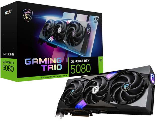 Placa Video MSI GEFORCE RTX 5080 16G GAMING TRIO OC GDDR7 256bit, 3x DP 1x HDMI