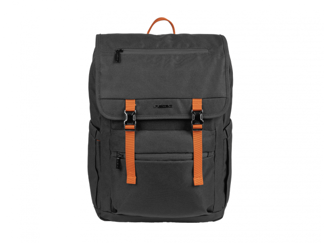 Rucsac laptop Natec Niala Ginger, compatibilitate dimensiune laptop 15.6", 4 compartimente, capacitate 18L, material 100% recycled p olyester, negru/portocaliu