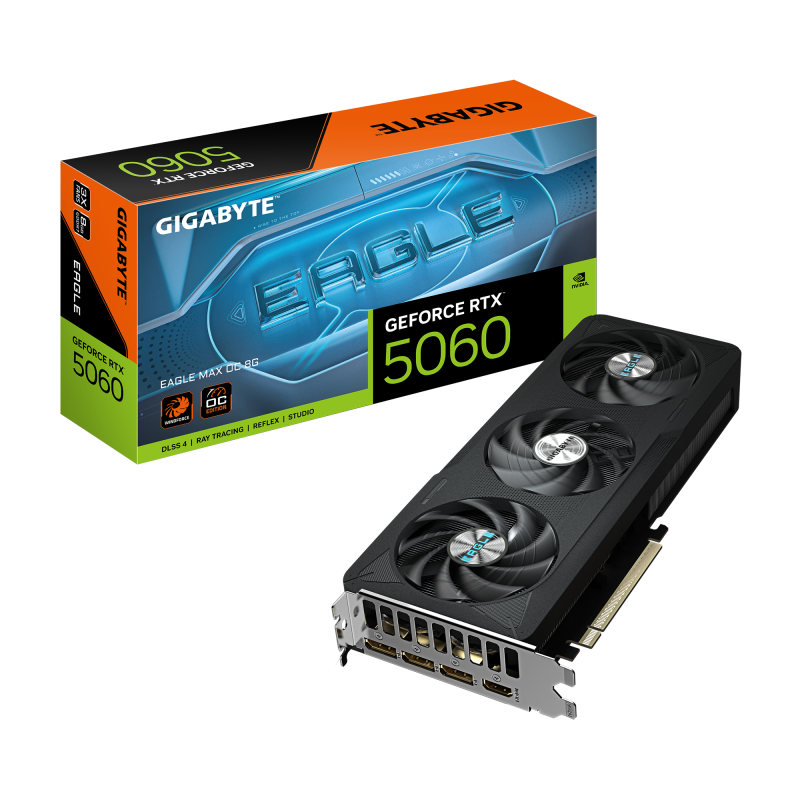 Placa Video GIGABYTE GEFORCE RTX 5060 EAGLE MAX OC 8GB GDDR7 128 bit, pcie 5.0, 3x DP 1x HDMI
