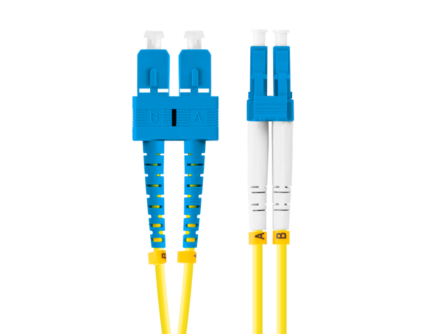 Patch cord fibră SM SC/UPC-LC/UPC duplex 2 m LSZH G657A1 3,0 mm galben