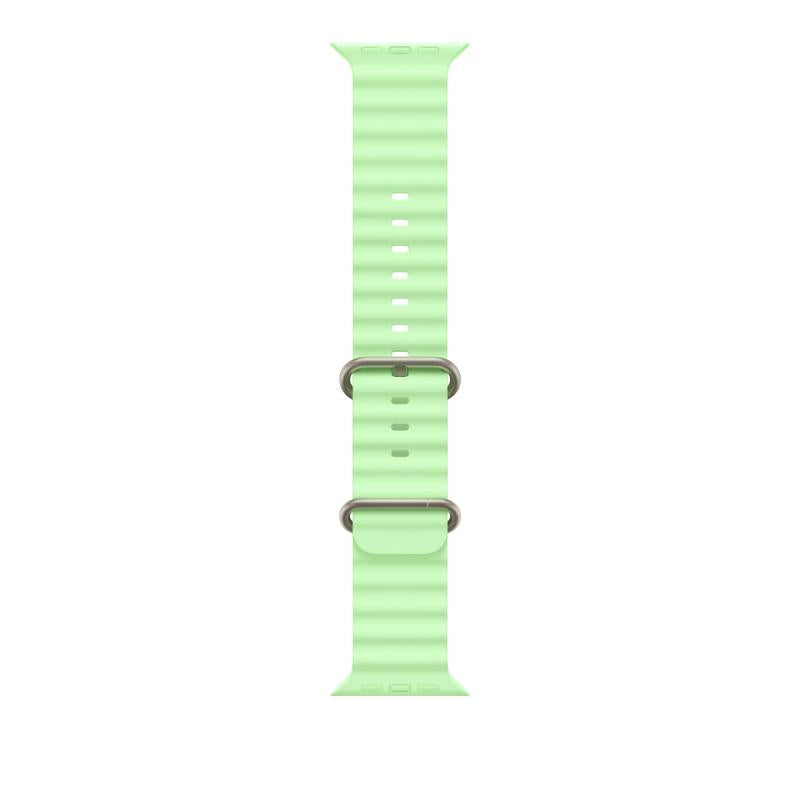 49mm Neon Green Ocean Band - Natural Titanium Finish
