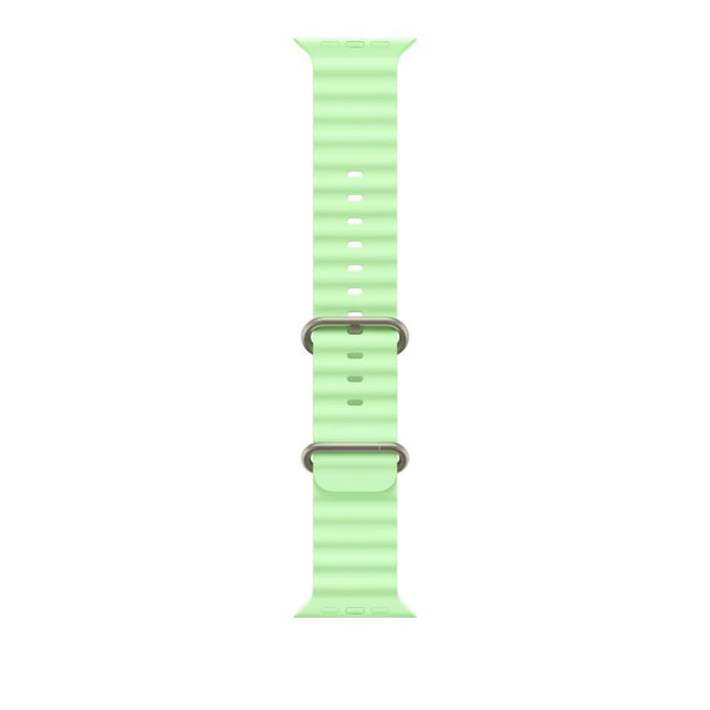 49mm Neon Green Ocean Band - Natural Titanium Finish