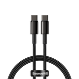 Cablu alimentare si date Baseus Tungsten Gold, Fast Charging, USB Type-C la USB Type-C, putere 100W, brodat, 1m, negru
