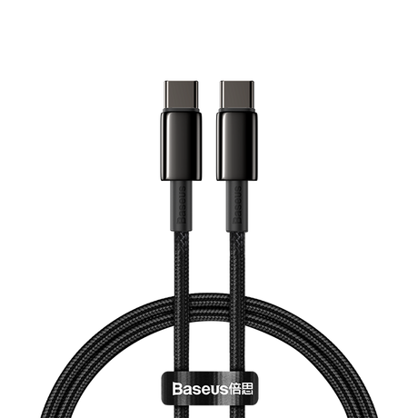 Cablu alimentare si date Baseus Tungsten Gold, Fast Charging, USB Type-C la USB Type-C, putere 100W, brodat, 1m, negru