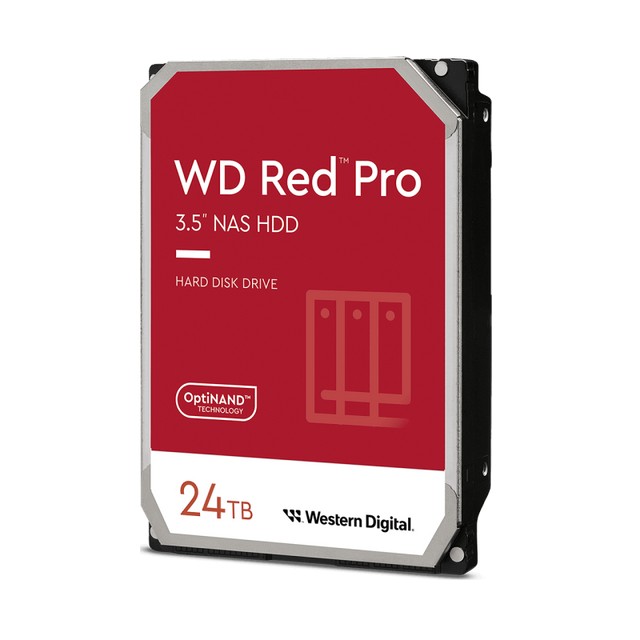 Western Digital Red Pro . HDD capacity: 24 TB, HDD speed: 7200 RPM, Storage drive buffer size: 512 MB, HDD size: 3.5", Interface: Serial ATA