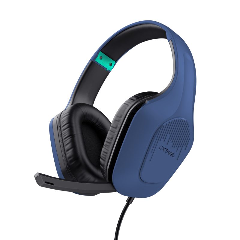 Casti gaming cu fir, Trust GXT 415B Zirox, interval frecventa 20 Hz - 20.000 Hz, lungime cablu: 200 cm, conector 3.5mm, albastru
