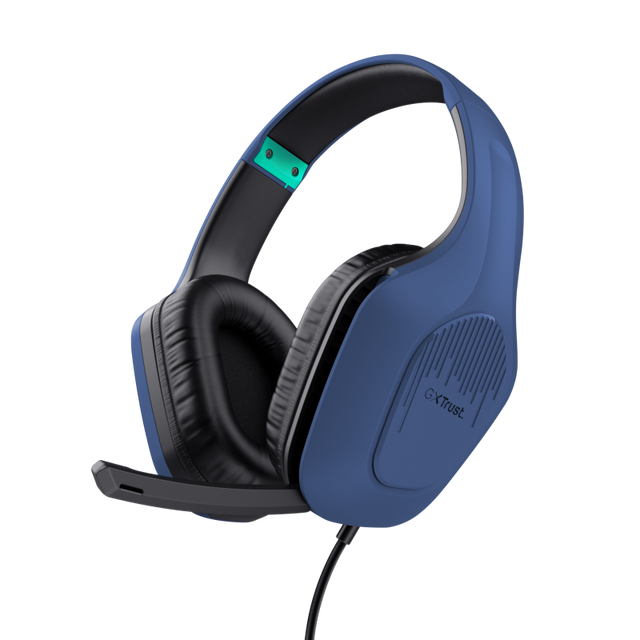Casti gaming cu fir, Trust GXT 415B Zirox, interval frecventa 20 Hz - 20.000 Hz, lungime cablu: 200 cm, conector 3.5mm, albastru