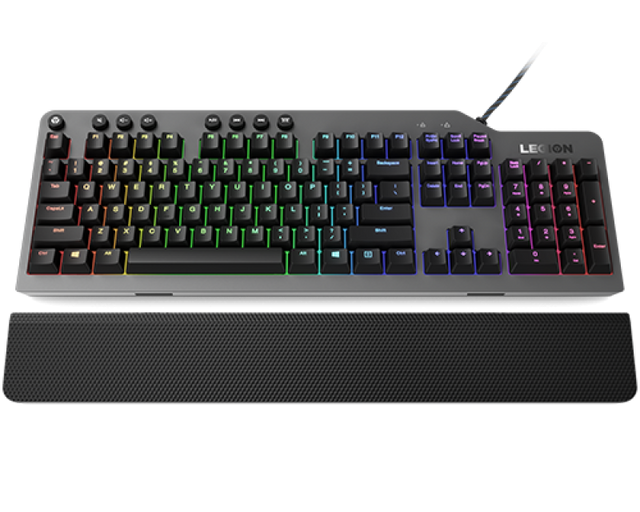 Tastatura gaming mecanica Lenovo Legion K500, iluminare RGB, switch Red, taste multimedia, Iron Grey