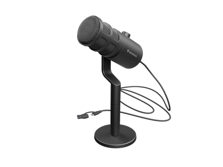 Microfon Genesis Radium 350D, tip Dynamic, model cardioid, suport fix, conectivitate USB-C, raspuns in frecventa 60 - 14.000 Hz, sensibilitate 48 dB, lungime cablu 250 cm, negru