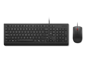 Lenovo Essential Wired Combo Black US Euro. Keyboard form factor: Full-size (100%), Connectivity technology: Wired, Device interface: USB. Cable length: 1.8 m. Recommended usage: Universal. Product colour: Black. Mouse included