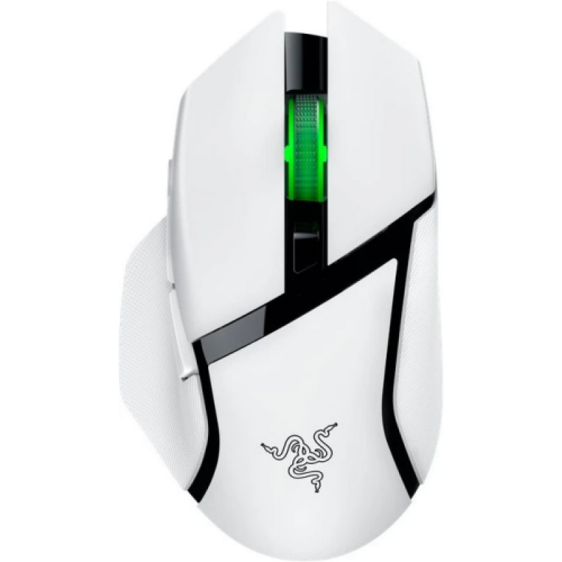 Mouse Razer Basilisk V3 X HyperSpeed, rezolutie 18000 DPI, iluminare RGB Chroma, senzor Razer™ 5G Advanced 18K DPI Optical Sensor, durata de viata baterie pana la 285 ore (hyperspeed), pana la 535 ore (bluetooth), alb