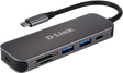 HUB USB D-LINK DUB-2325, USB Type C, cablu 10 cm, metalic, argintiu