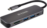 HUB USB D-LINK DUB-2325, USB Type C, cablu 10 cm, metalic, argintiu