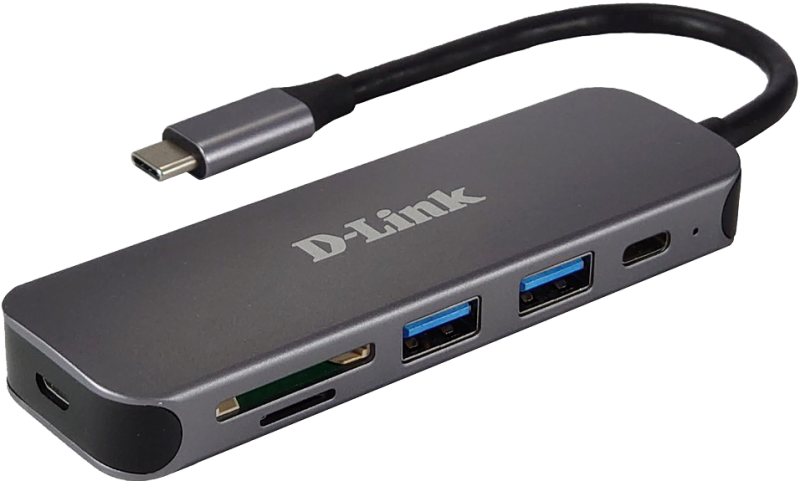 HUB USB D-LINK DUB-2325, USB Type C, cablu 10 cm, metalic, argintiu