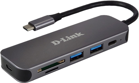 HUB USB D-LINK DUB-2325, USB Type C, cablu 10 cm, metalic, argintiu