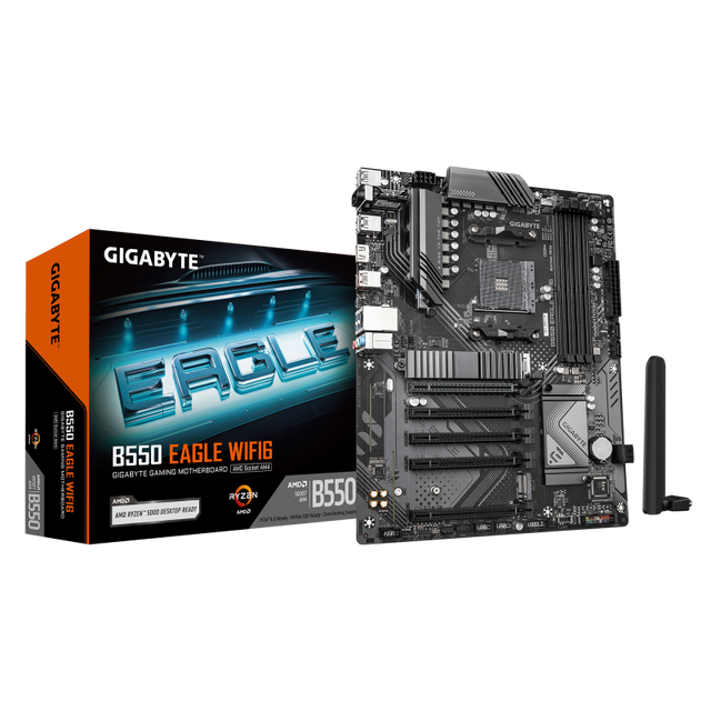 Placa de Baza GIGABYTE B550 EAGLE WIFI6 AM4, 4x DDR4, 1x HDMI, 1x PCIE 4.0 x16, 2x M.2, 4x SATA 6GB/s, ATX