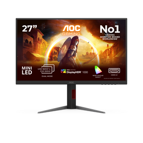 Monitor AOC 27" U27G4XM, Diagonal (inch): 27, Diagonal (cm): 68, Aspect ratio: 16:9, Panel: Fast IPS, Resolution: 3840x2160, Refresh Rate: 160Hz, Response time GtG: 1ms, Brightness (max): 1200 cd/m², Contrast (static) : 1000:1, Contrast (dynamic): 80M:1, Viewing angle: 178/178, Color Gamut Type