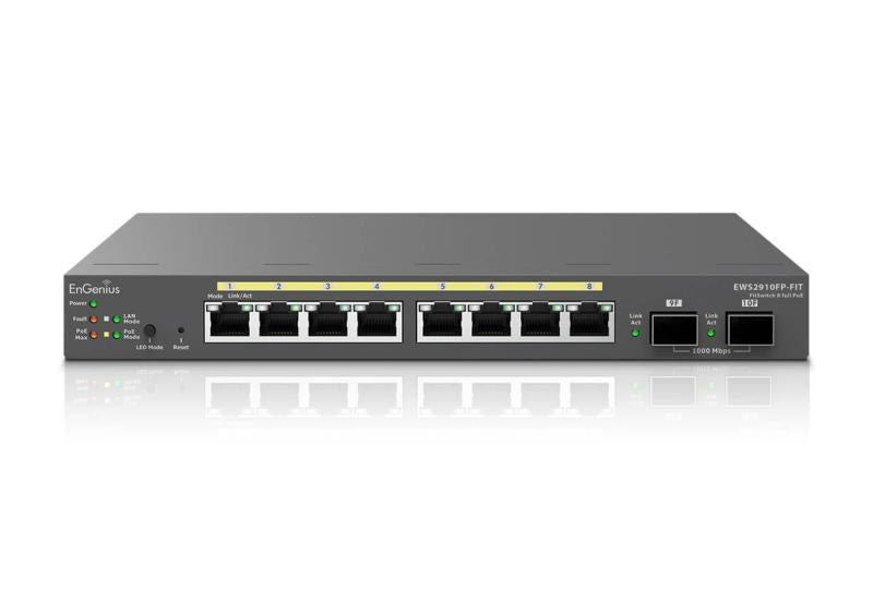 Switch EnGenius Managed / stand-alone Desktop 8-port GbE 130W cu 2 antene SFP