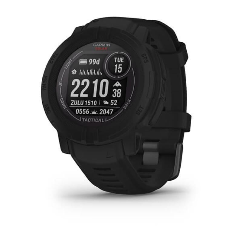 Garmin Instinct 2 Solar Tactical Edition. Display diagonal: 2.29 cm (0.9"), Display technology: MIP, Display resolution: 176 x 176 pixels. GPS (satellite). Band material: Silicone, Band colour: Black, Band size: One Size