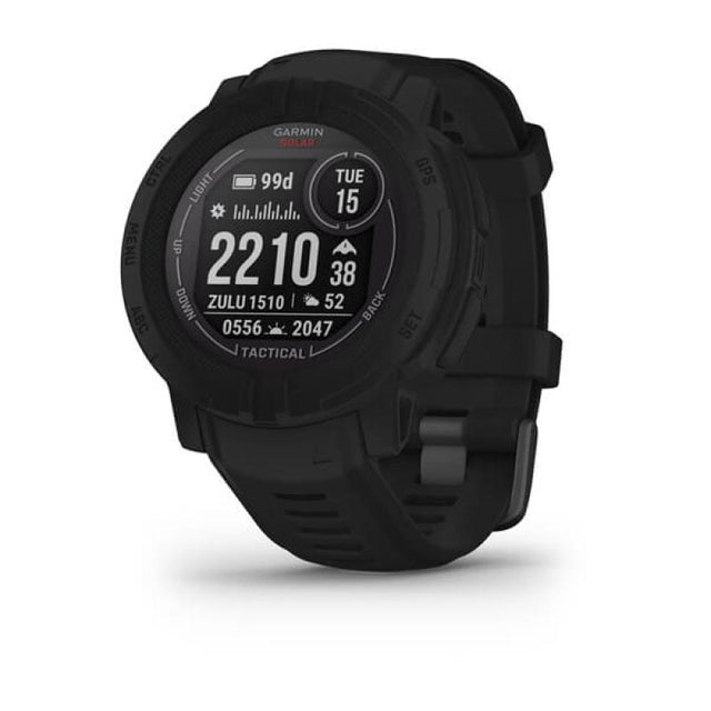 Garmin Instinct 2 Solar Tactical Edition. Display diagonal: 2.29 cm (0.9"), Display technology: MIP, Display resolution: 176 x 176 pixels. GPS (satellite). Band material: Silicone, Band colour: Black, Band size: One Size