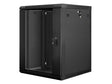 Dulap rack 19" perete 15U / 600x600 (flat pack) cu ușă din sticlă, negru  V2