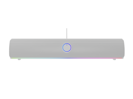 Soundbar GENESIS HELIUM 312BT 2.0, putere 10W, lungime cablu 150cm, frecventa raspuns 100 - 20000 Hz, iluminare multicolor, interfata USB-A, alb