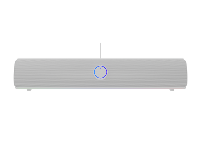 Soundbar GENESIS HELIUM 312BT 2.0, putere 10W, lungime cablu 150cm, frecventa raspuns 100 - 20000 Hz, iluminare multicolor, interfata USB-A, alb