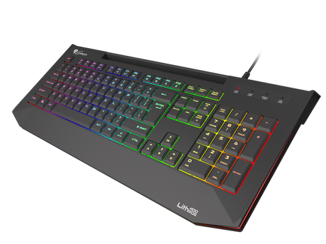 Tastatura gaming cu fir Genesis LITH 400, iluminare RGB, mecanism taste X-Scissors, numar taste 104, lungime cablu 1.8m, dimensiuni 465 x 25 x 195 mm, negru