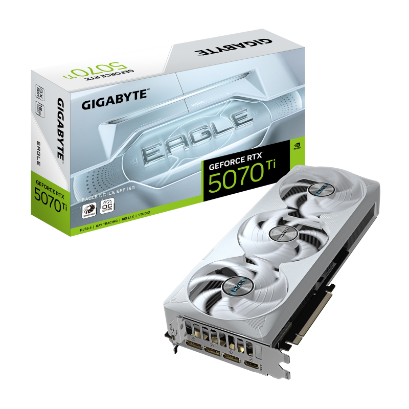 Placa Video GIGABYTE GEFORCE RTX 5070 TI EAGLE OC ICE SFF 16GB GDDR7 256 bit, PCIE 5.0, 1x HDMI 3x DP