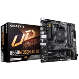 Placa de Baza GIGABYTE B550M DS3H AC R2 AM4, 4x DDR4, 1x DP 1x HDMI, 1x PCIE 4.0 x16 1x PCIE 3.0 x16 1x PCIE 3.0 x1, 2x M.2, 4x SATA 6GB/s, mATX