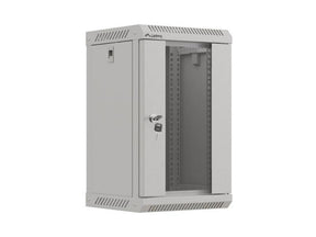 Dulap rack 10" perete 9U / 300x300 (flat pack) cu ușă din sticlă, gri