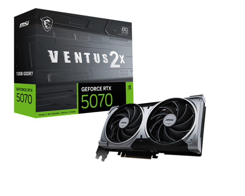 Placa Video MSI GEFORCE RTX 5070 12G VENTUS 2X OC GDDR7 192 bit, PCIE 5.0, 3x DP 1x HDMI