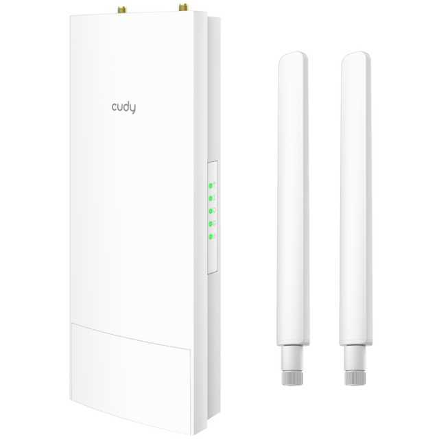 CUDY AC1200 WiFi Outdoor Repeater, Access Point, 867Mbps at 5GHz + 300Mbps at 2.4GHz, 1 x 100Mbps RJ45, 2 Detachable Antennas, 24V passive PoE, IP65 Waterproof, lightning protection, 24V passive PoE adapter included, Cudy APP