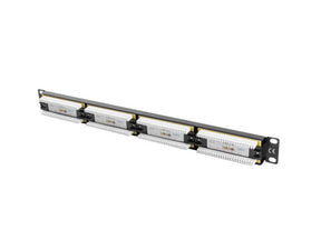 Patch panel 24 porturi 1U 19" Cat.6 UTP negru