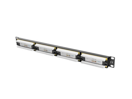 Patch panel 24 porturi 1U 19" Cat.6 UTP negru