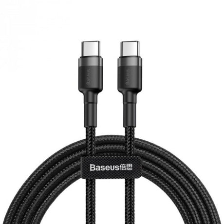Cablu alimentare si date Baseus Cafule, Fast Charging Data Cable pt. smartphone, USB Type-C la USB Type-C 3A / 60W, 1m, gri + negru
