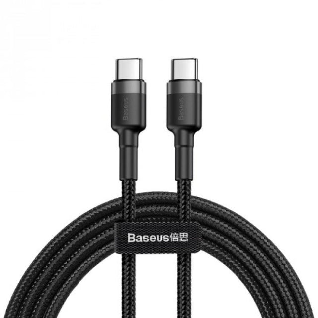 Cablu alimentare si date Baseus Cafule, Fast Charging Data Cable pt. smartphone, USB Type-C la USB Type-C 3A / 60W, 1m, gri + negru