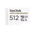 SanDisk SDSQQNR-512G-GN6IA. Capacity: 512 GB, Flash card type: MicroSDXC, Flash memory class: Class 10, Read speed: 100 MB/s, Write speed: 40 MB/s. Product colour: White
