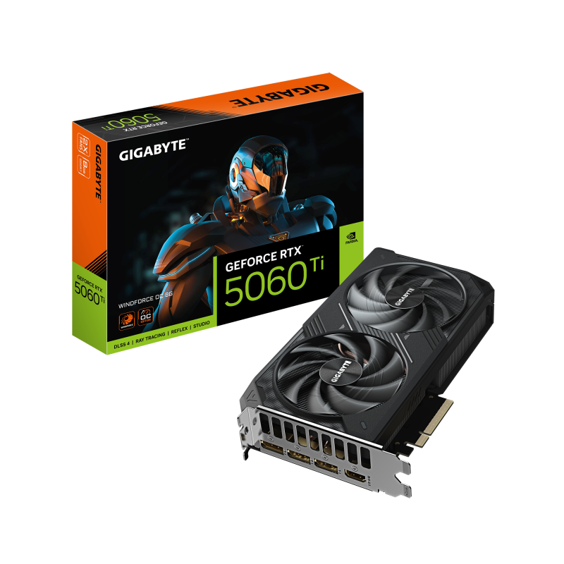 Placa Video GIGABYTE GEFORCE RTX 5060 TI WINDFORCE OC 8GB GDDR7 128 bit, PCIE 5.0, 1x HDMI 3x DP