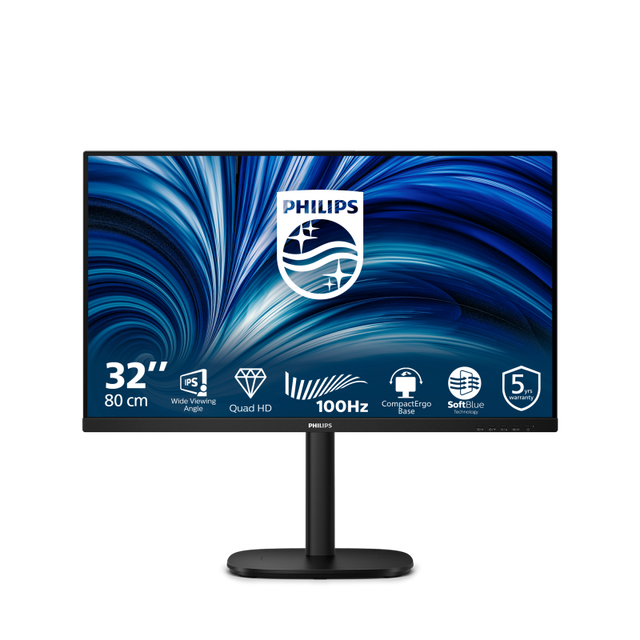 Monitor Consumer Philips 32B2N3500/00, 31.5", 2560 x 1440 pixeli, Black, 5 ani Garantie