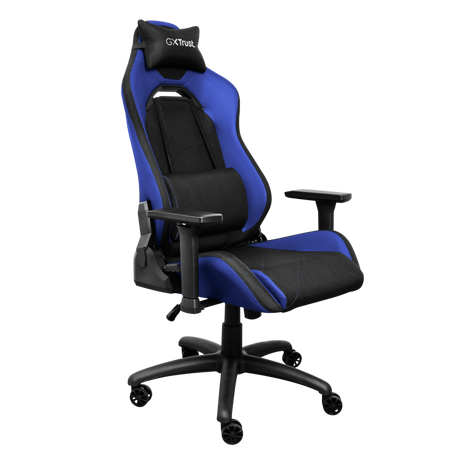 Scaun gaming Trust GXT 714B Ruya Comfortable, roti, ridicare pe gaz clasa 4, adjustabil pe inaltime, material plastic + PU leather, greutate maxima suportata 150 kg, negru/albastru