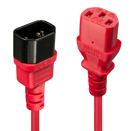 Cablu Lindy C14 to C13, lungime 2m, material cablu H05-VVF 3G 0.75mm, 3 fire, Connector A: IEC C14, Connector B: IEC C13, rosu