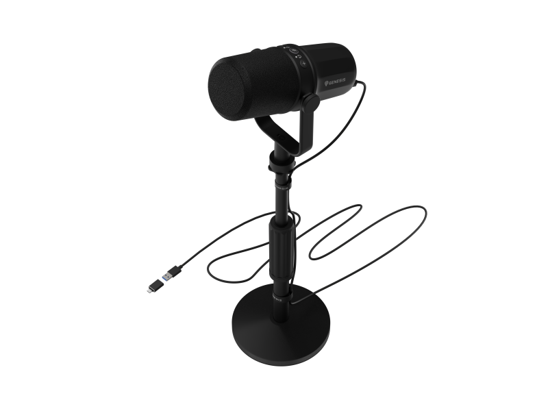 Microfon Genesis Radium 750D Studio USB/XLR stand, tip microfon cardioid, unidirectional, sensivitate microfon -54 dB, impendanta 600 Ohm, lungime cablu 200cm, negru