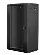 Dulap rack 19" perete 22U / 600x450 (flat pack) cu ușă din sticlă, negru  V2