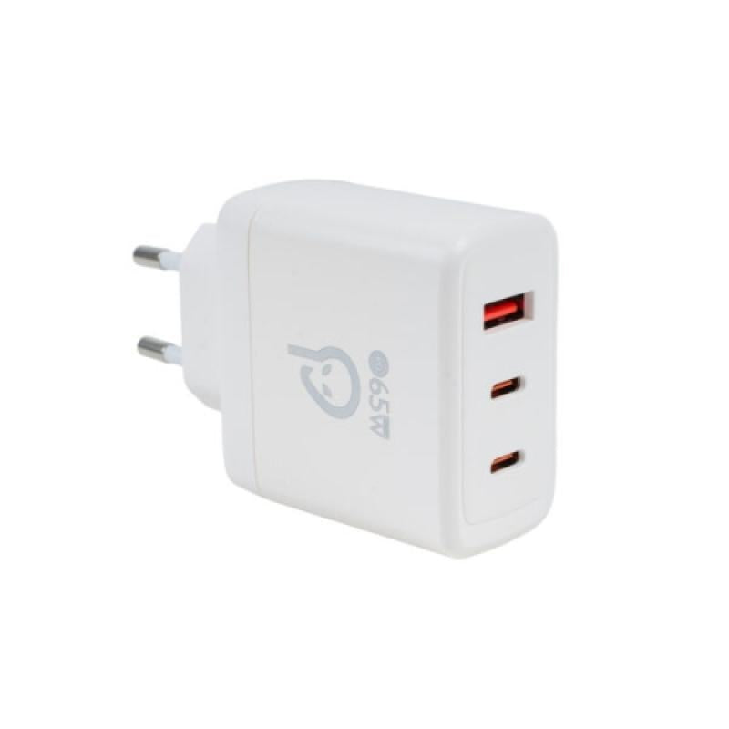 Incarcator retea SPACER, GaN, 2 x USB Type-C PD (max 65W), 1 x USB (max 60W)