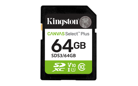 Card de Memorie SDXC Kingston, 64GB,Canvas Select Plus