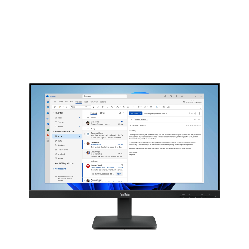 Monitor Commercial Lenovo ThinkVision S24-4e, 23.8", 1920 x 1080 pixeli, Black, 3 ani Garantie