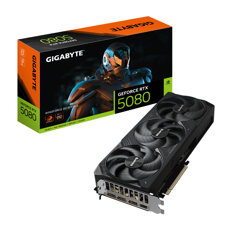 Placa Video GIGABYTE GEFORCE RTX 5080 WINDFORCE OC SFF 16GB GDDR7 256 bit, 3x DP 1x HDMI