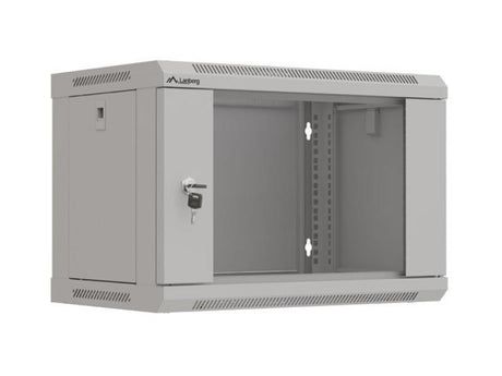 Dulap rack de perete 19", 6U, 540x350 mm, usa din sticla, gri,
